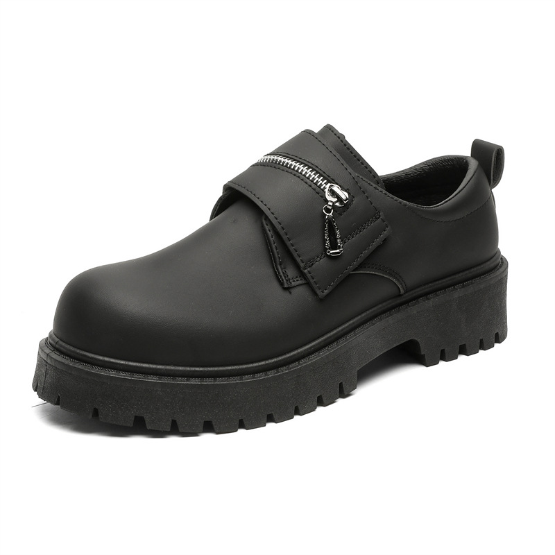 Men's New Matte High-End Casual Black British Style Mickey Workwear Small Leather Shoes