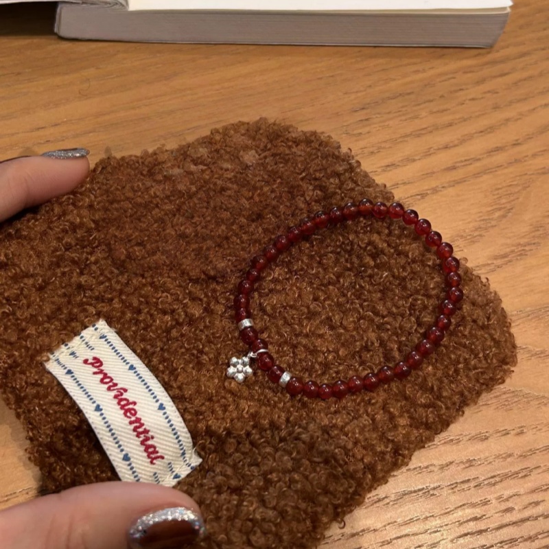 Pearl Splicing Red Agate Sparkling Zirconia Star Bracelet, Women's Premium Mini Bracelet