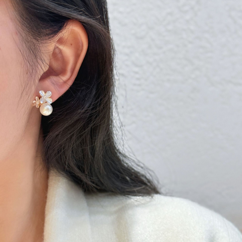 New Pearl Gardenia Earrings With Feminine Temperament And Natural High-End Feel