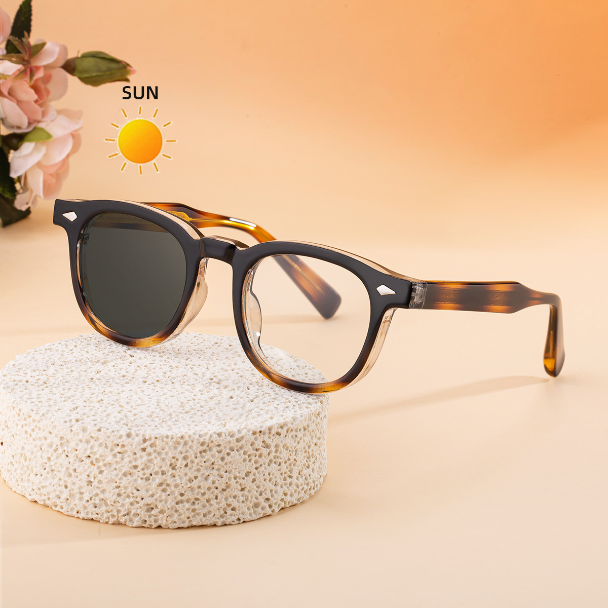 2026 New Color Changing Sunglasses for Women, European and American Fashion Box Outdoor Trendy Propionic Acid Pin Sunscreen Sunglasses