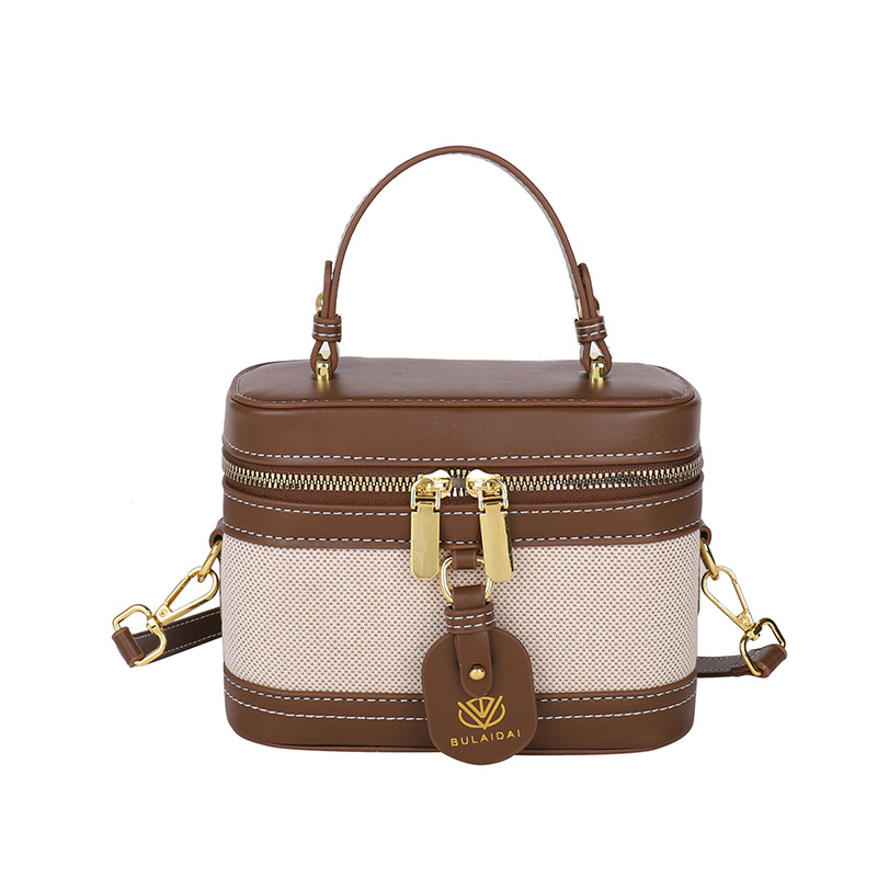 Handheld Box Small Square Bag, Women's New Retro Contrasting Splicing Versatile Single Shoulder Crossbody Bag