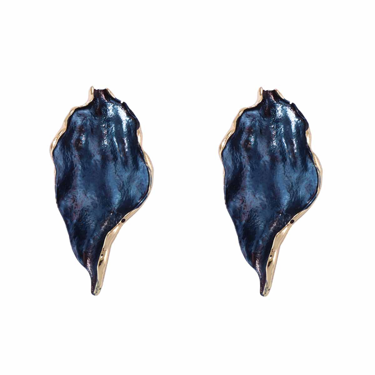 European and American Hot Selling Light Luxury Simple Fashion Irregular Pleated Alloy Drip Oil Leaf Earrings Versatile Women