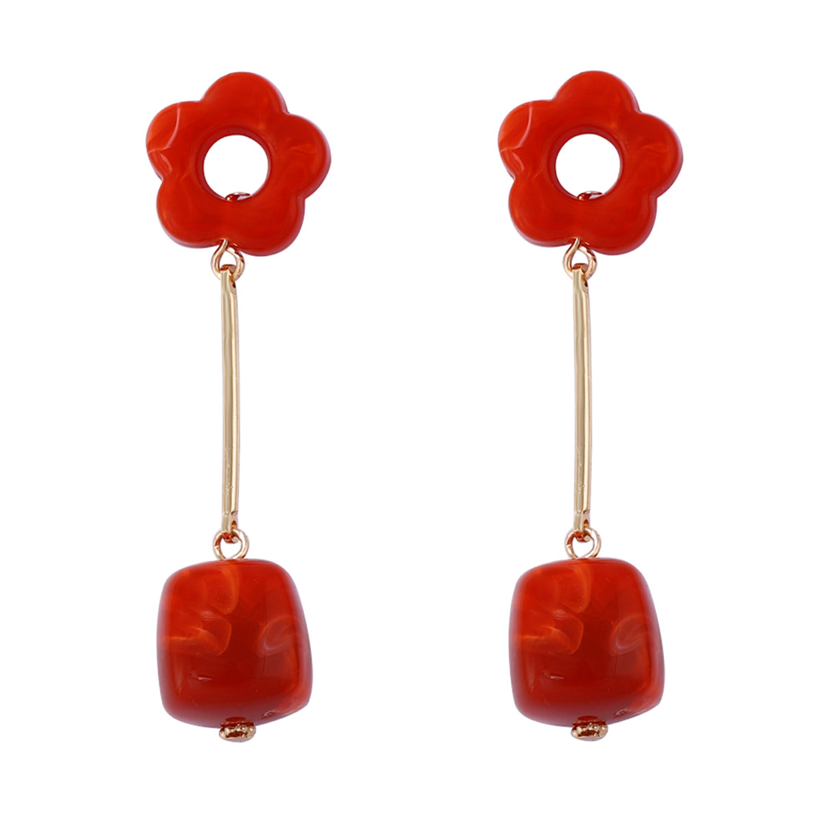 Geometric Resin Plastic Hollow Flower Pendant Earrings Versatile Daily Commuting Earrings