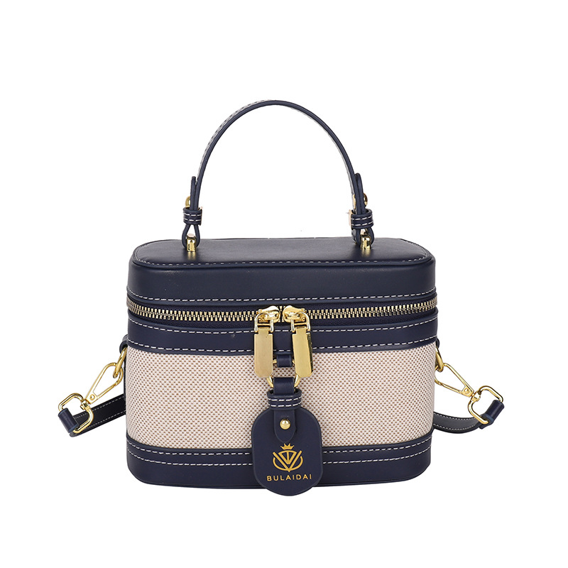 Handheld Box Small Square Bag, Women's New Retro Contrasting Splicing Versatile Single Shoulder Crossbody Bag