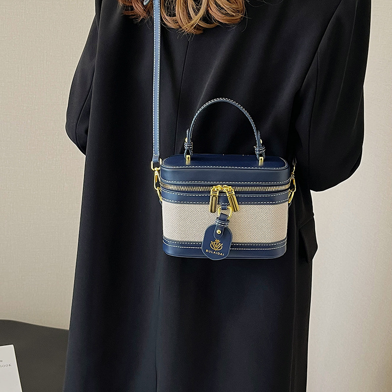 Handheld Box Small Square Bag, Women's New Retro Contrasting Splicing Versatile Single Shoulder Crossbody Bag